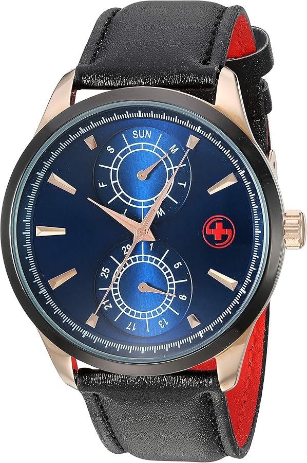 Red Men's Watch with Genuine Limited Edition Leather Strap