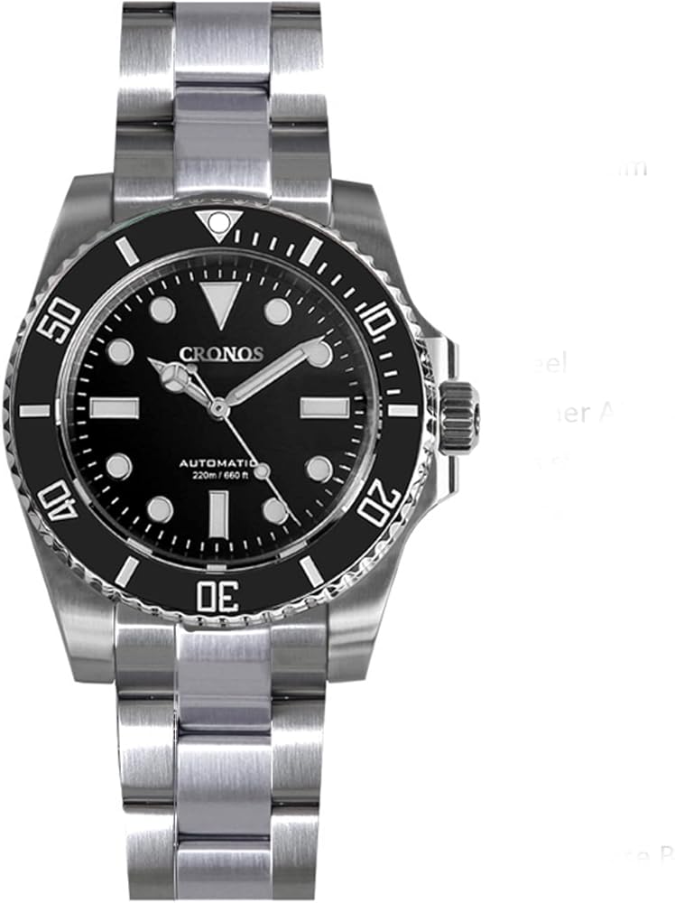 Cronos Sub Diver Men Watch No Date NH35 Sapphire Crystal Ceramic Bezel 20 ATM Glideclasp Automatic Wristwatches