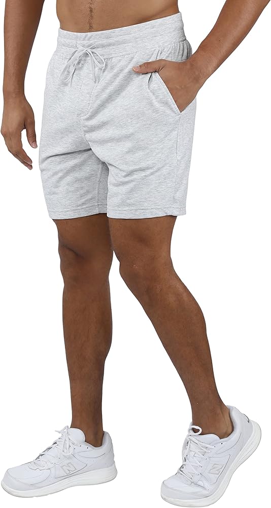 90 Degree By Reflex Mens Ultra Soft Terry Lounge Shorts with Drawstring and Side Pockets