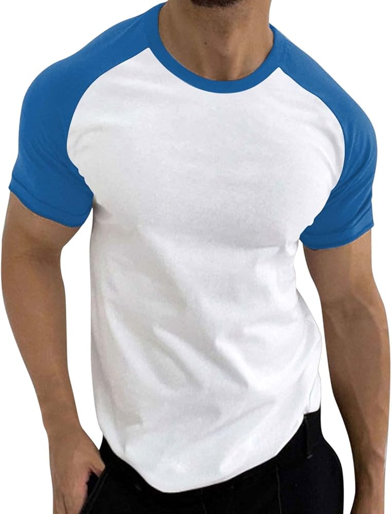 Men's Summer Basic Raglan Sleeve Crewneck T-Shirt Fashion Fitnees Leisure Sports Shirt Breathable Quick Dry Tees Tops