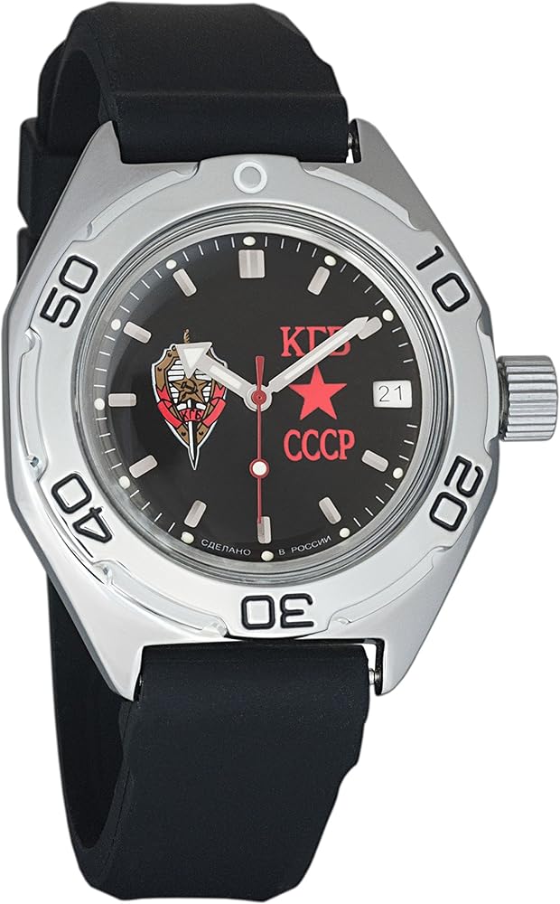 Vostok Amphibian KGB Automatic Mens Wristwatch Self-Winding Military Diver Amphibia Case Wrist Watch (670457: Resin)