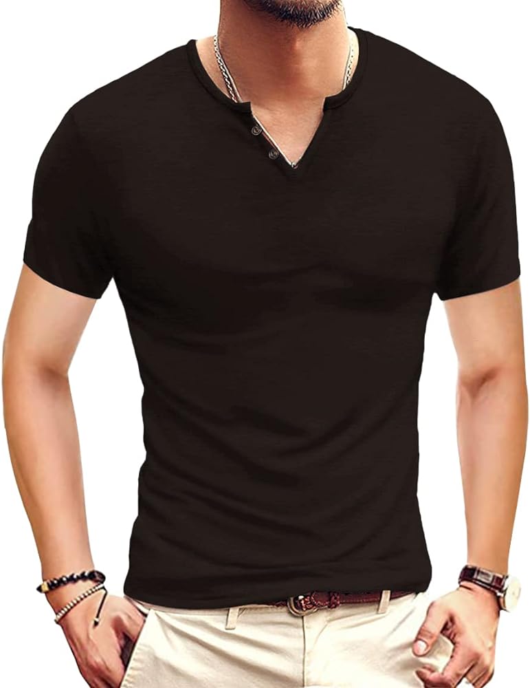 Men's Casual Slim Fit Basic Henley Long Sleeve Fashion T-Shirt