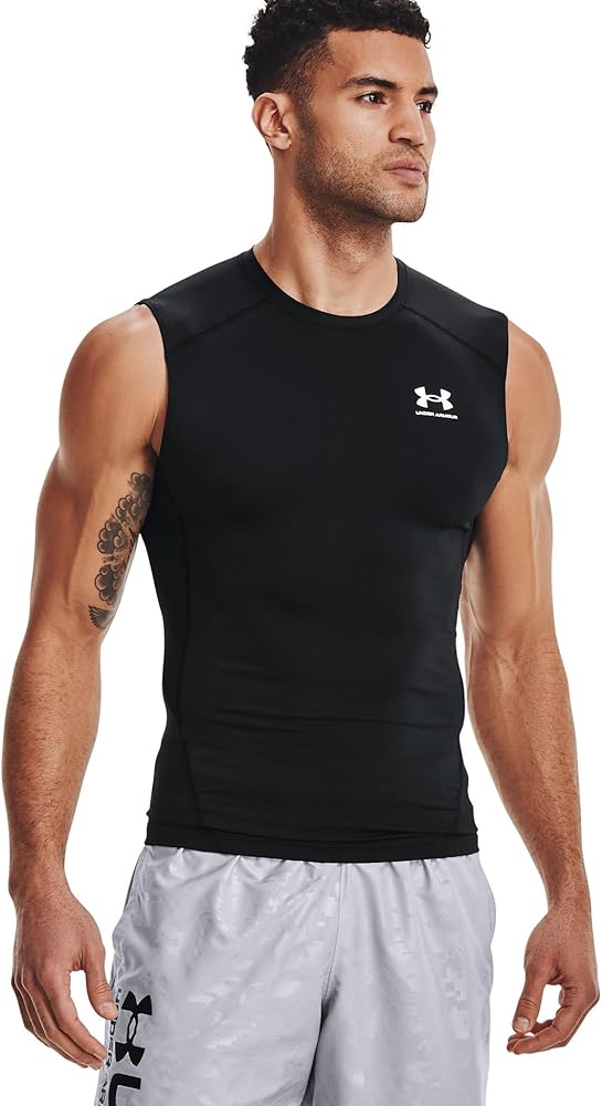 Under Armour Big & Tall Heatgear Armour Comp Sleeveless Black/White 3XT