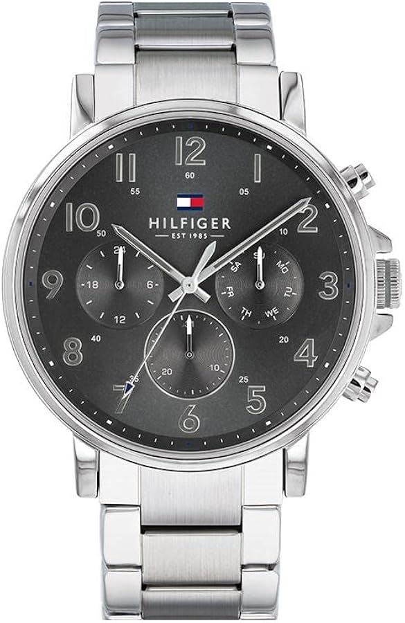 Tommy Hilfiger Men's Quartz Stainless Steel and Bracelet Dressy Watch, Color: Silver (Model: 1710382) Packaging may vary