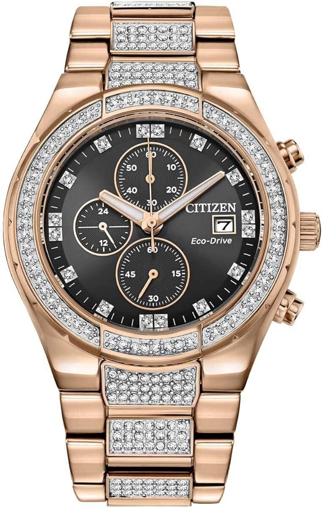 Citizen CA0753-55E Men's Crystal Chronograph Rose Gold Steel Watch