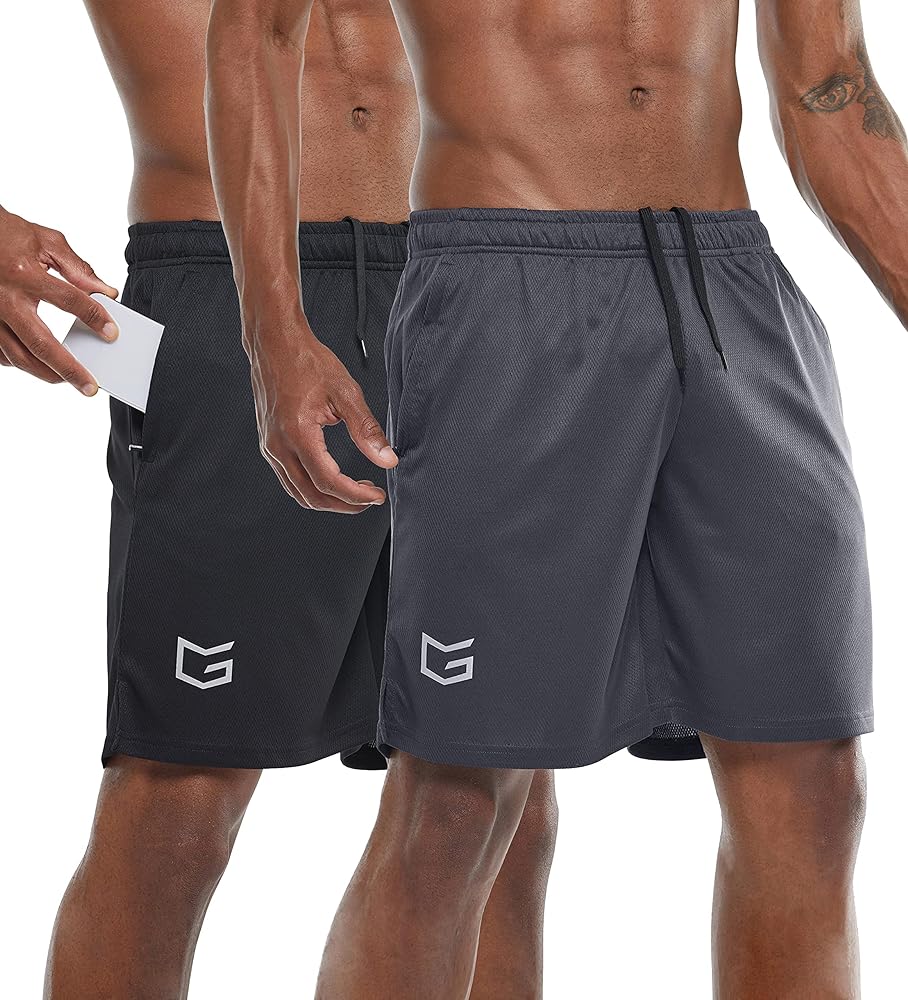 G Gradual Men's 7" Workout Running Shorts Quick Dry Lightweight Gym Shorts with Zip Pockets