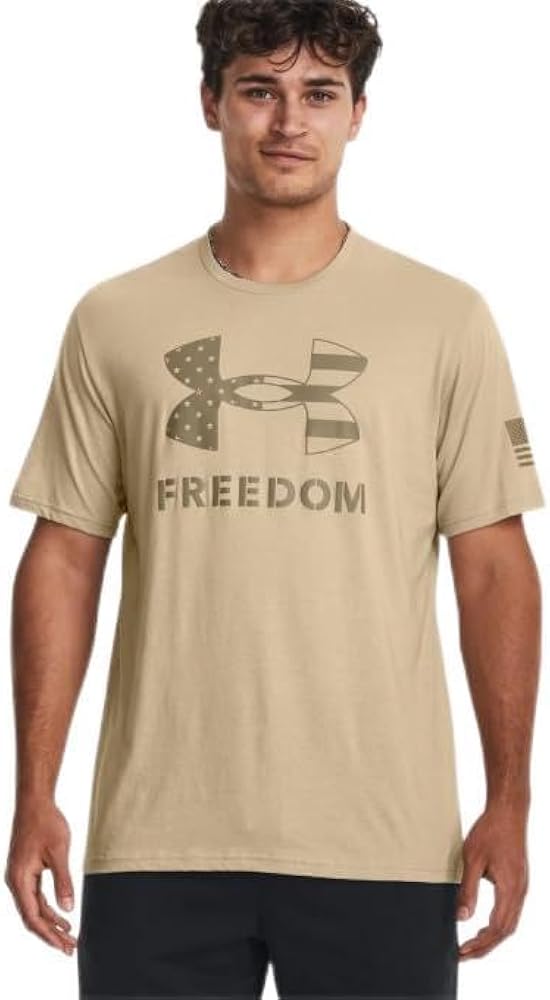 Under Armour Mens New Freedom Logo T-Shirt, (292) Desert Sand / / Federal Tan, XX-Large