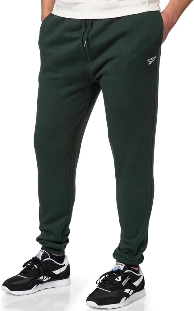 Reebok Men's Identity Fleece Joggers Pant | Mens Joggers with Pockets | Mens Jogger Sweatpants - Forest Green Medium