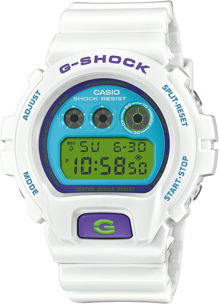 G-Shock Casio 6900 Series Digital Retro White and Blue Resin Watch 53.2mm - DW6900RCS-7