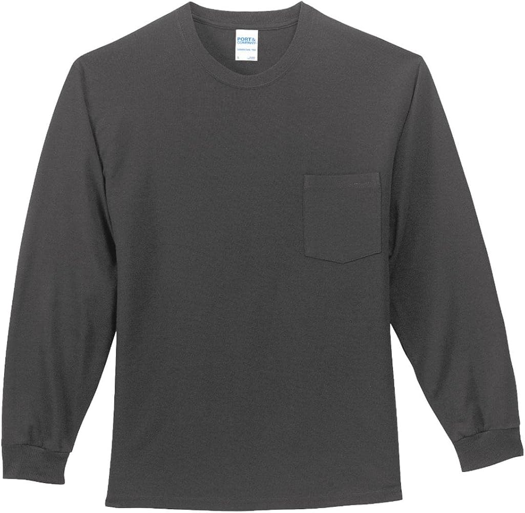 Port & Company Tall Long Sleeve Essential Pocket Tee. PC61LSPT