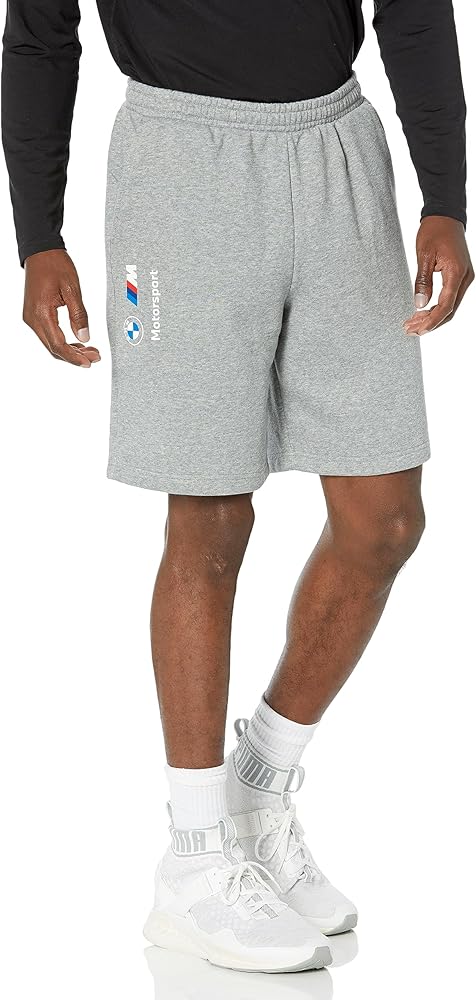 PUMA Men's Standard BMW MMS ESS Shorts Fleece, Medium Gray Heather