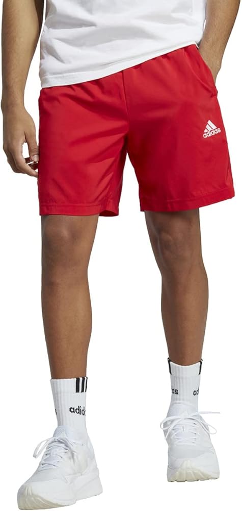 adidas Men's Aeroready Essentials Chelsea 3-Stripes Shorts, Better Scarlet-white, Large