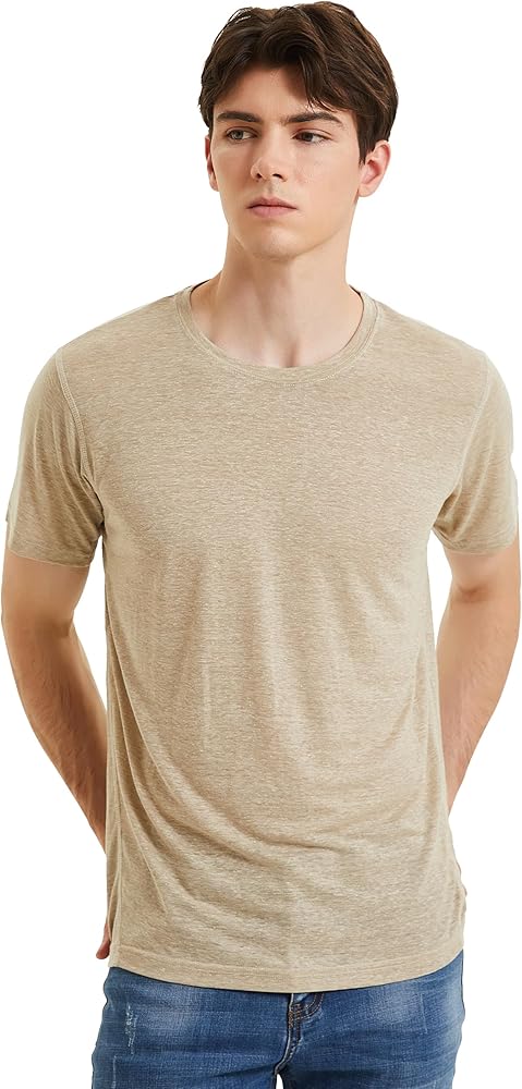 Hemp T-Shirt for Men, Crew Neck Tee, Short Sleeve T-Shirt, 55% Hemp 35% Recycle Polyester 10% Tencel, Breathable, Teal