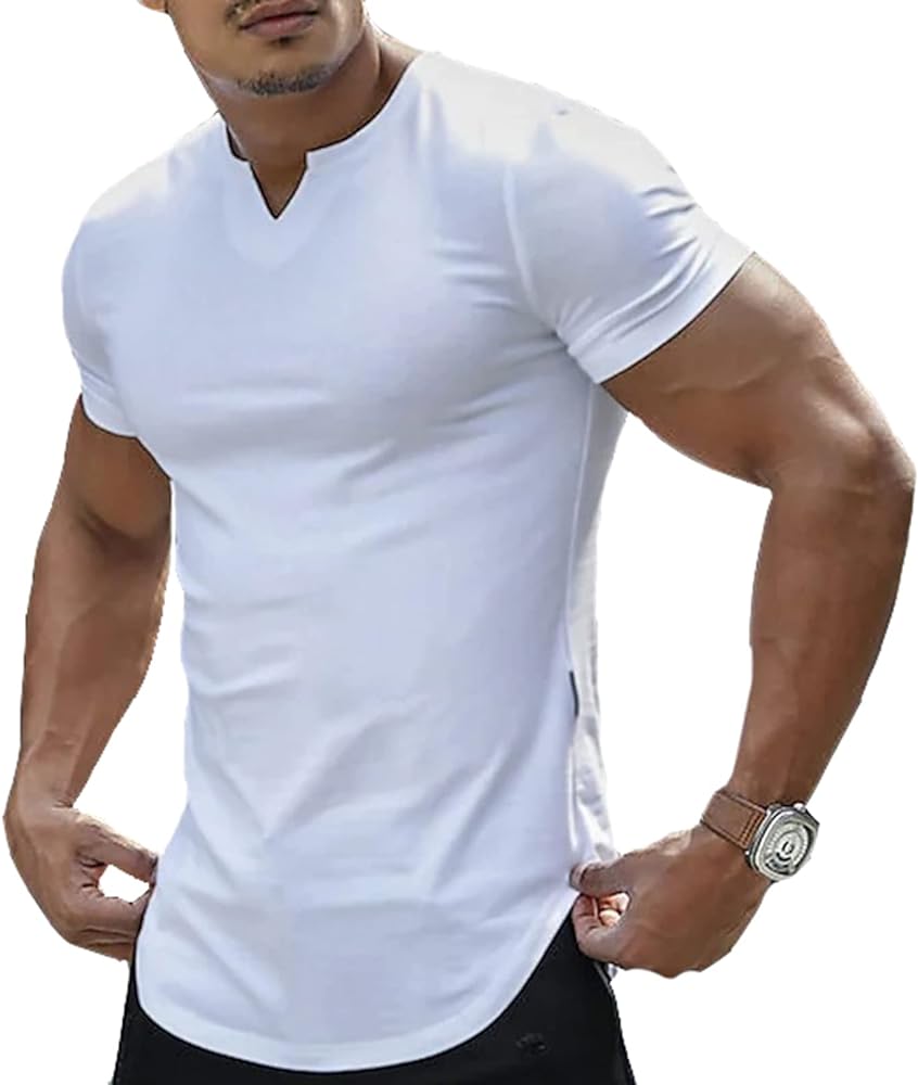 Men’s Short Sleeve T-Shirts Casual Regular Fit V Neck Fashion Sport Basic Tee Shirts Top