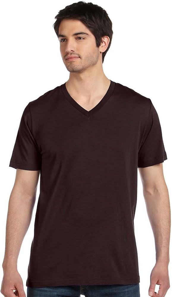 Bella + Canvas Unisex Jersey Short-Sleeve V-Neck T-Shirt, XS, BROWN