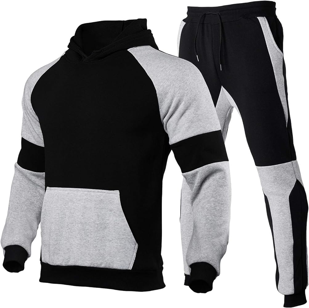 HHGKED Men's Track Suits 2 Piece Set Active Jogging Suits Long Sleeve Sweatsuits Casual Outfits