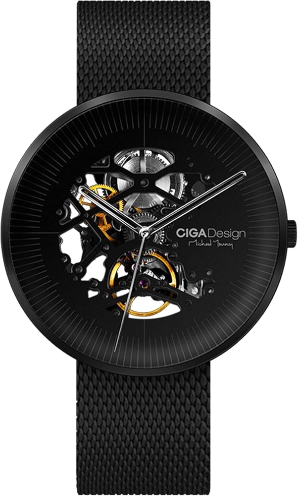 CIGA Design Automatic Mechanical Watch My Series Designed by Michael Young Stainless Steel and Leather Strap Sapphire Crystal Mirror Gifts for Men and Women