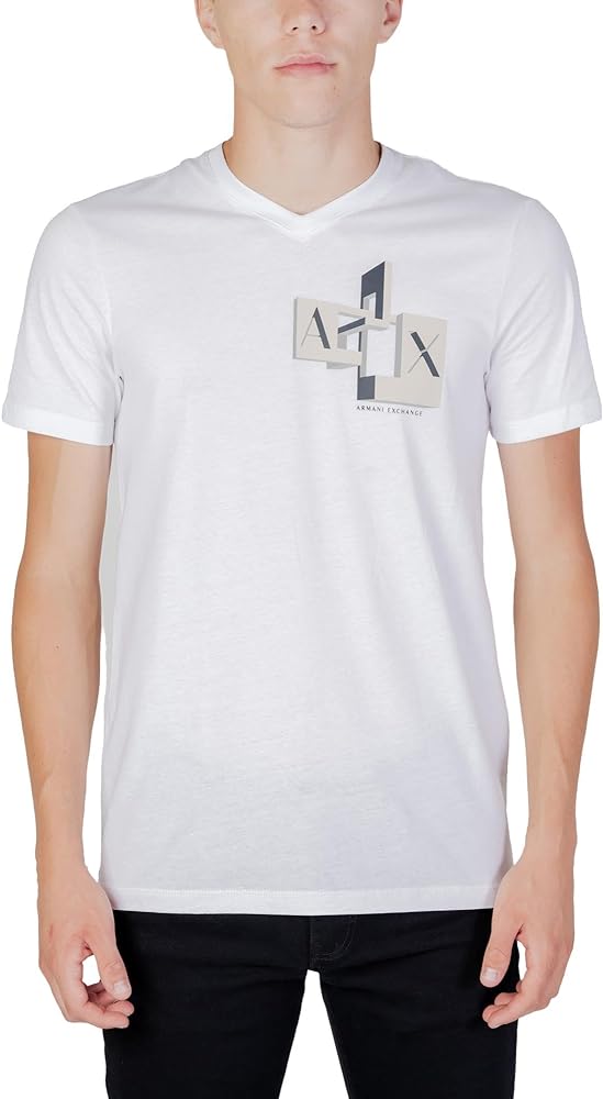 Armani Exchange Men's Slim Fit V-Neck Ax Block Graphic Tee