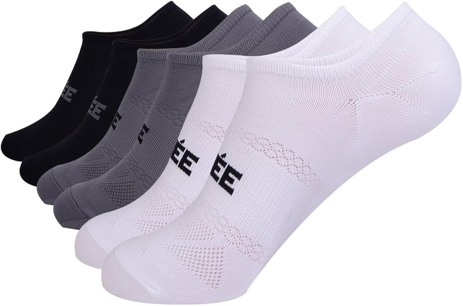 JOYNÉE Men's 6 Pack Casual Cushion Anti-Slid Cotton No Show Socks with Silicone