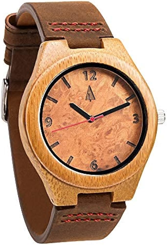 Treehut Wooden Watch for Men with Adjustable Band and Stainless Steel Clasp, Day-Date Japanese Quartz Movement, Analog Wrist Watch, Watch Made from Real Bamboo Wood, Relojes Para Hombre