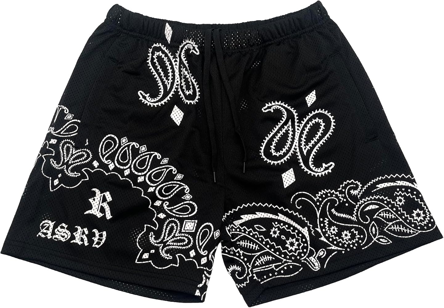 DIOTSR Mens Mesh Paisley Shorts Casual Retro Graphic Shorts Streetwear Athletic Basketball Shorts