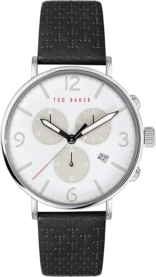 Ted Baker Barnett Backlight Black Leather Strap Watch (Model: BKPBAS2039I)