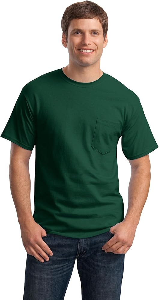 Hanes 6.1 oz. Tagless ComfortSoft Pocket T-Shirt, Large, DEEP FOREST