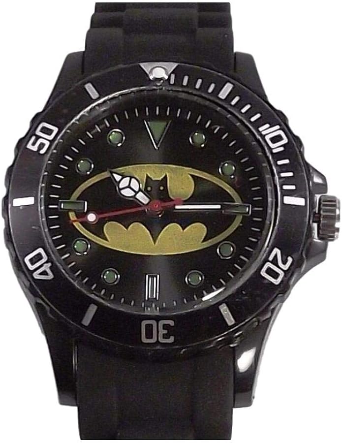 Superhero Batwing Logo Black Silicone Band Wrist Watch