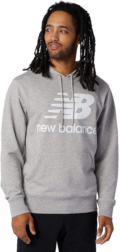 New Balance mens Nb Essentials Stacked Logo Pullover Hoodie