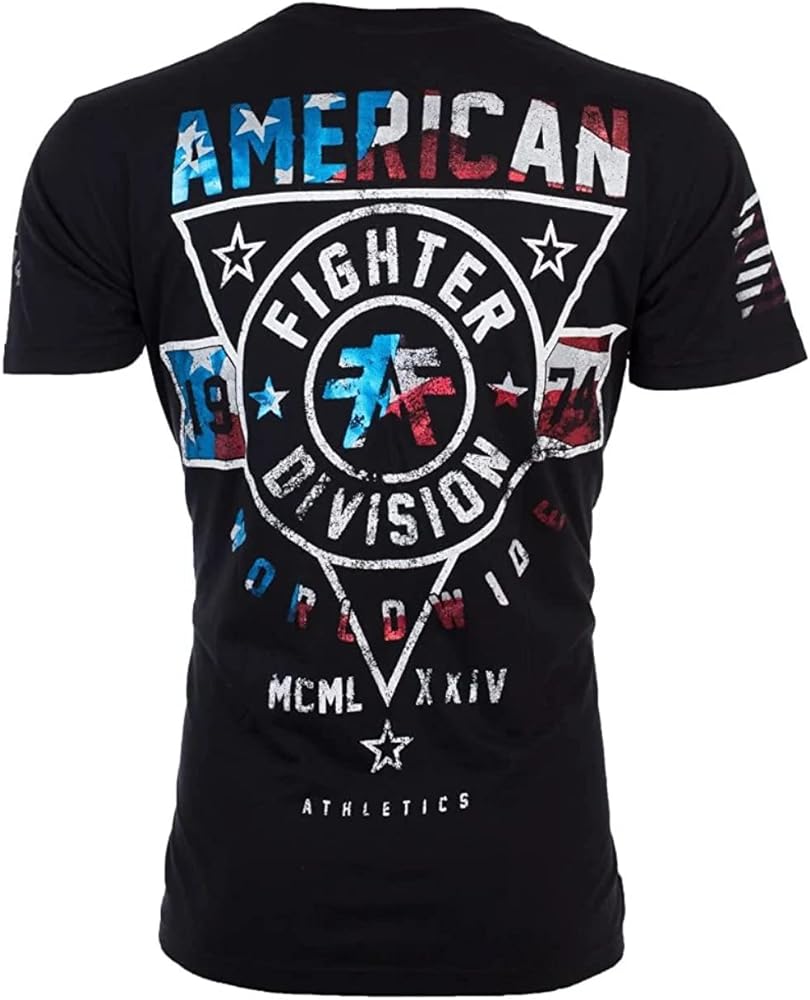 American Fighter Men's T-Shirt Silver LAKE Crew Neck Black