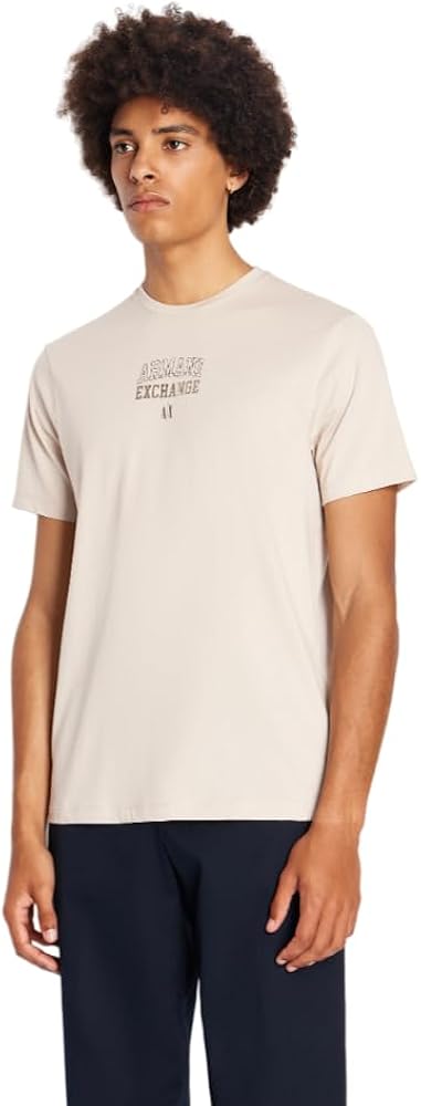 A｜X ARMANI EXCHANGE Men's Regular Fit Crew Neck Metallic Back Logo Collegiate Capsule Tee