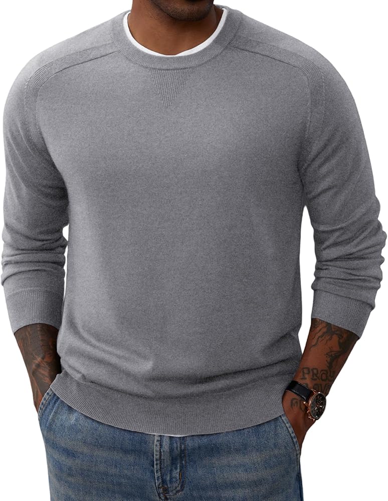 PJ PAUL JONES Men's Crewneck Sweaters Casual Crew Neck Sweatshirt Wool Blend Knit Pullovers