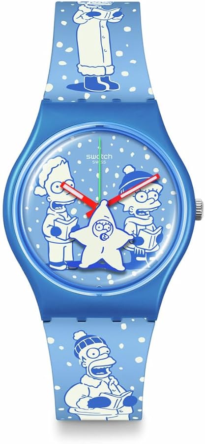 Swatch Unisex Casual Simpsons Blue Bio-sourced Quartz Watch TIDINGS of JOY