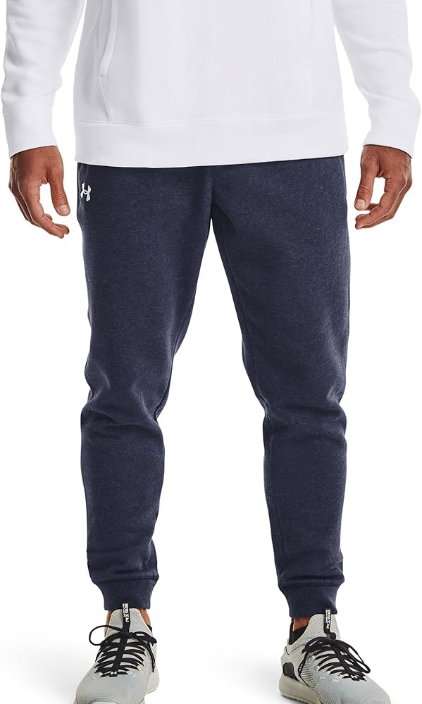 Under Armour Men's UA Hustle Fleece Jogger Pant (3X-Large, Midnight Navy Light Heather-White)