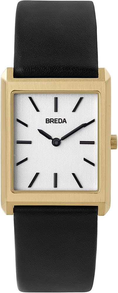 Breda Virgil 1736 Square Wrist Watch with Genuine Leather Band, 26MM