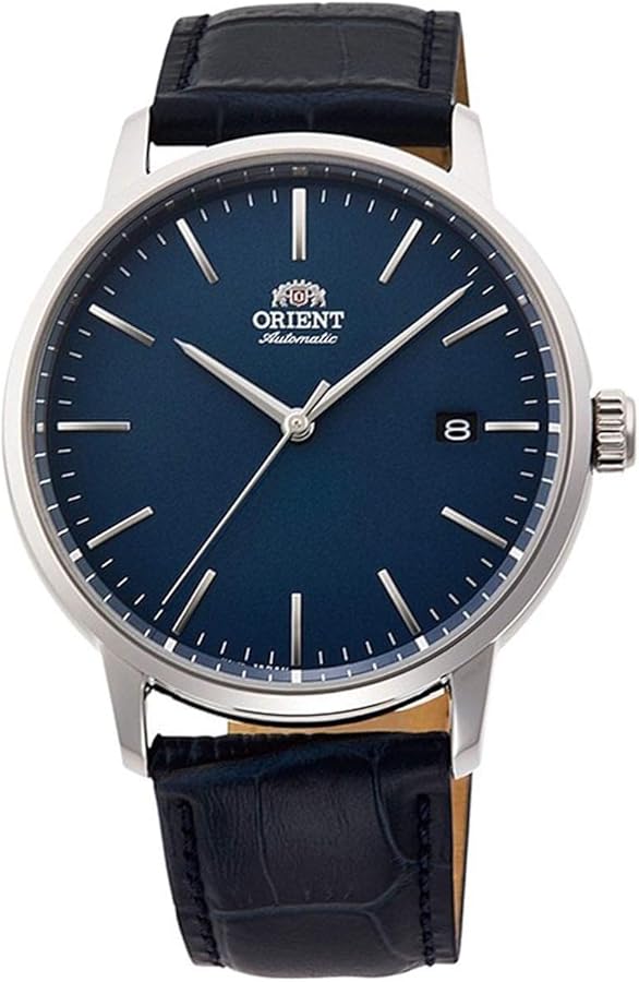 Orient RA-AC0E04L Men's Maestro Leather Band Minimalist Blue Dial Automatic Watch