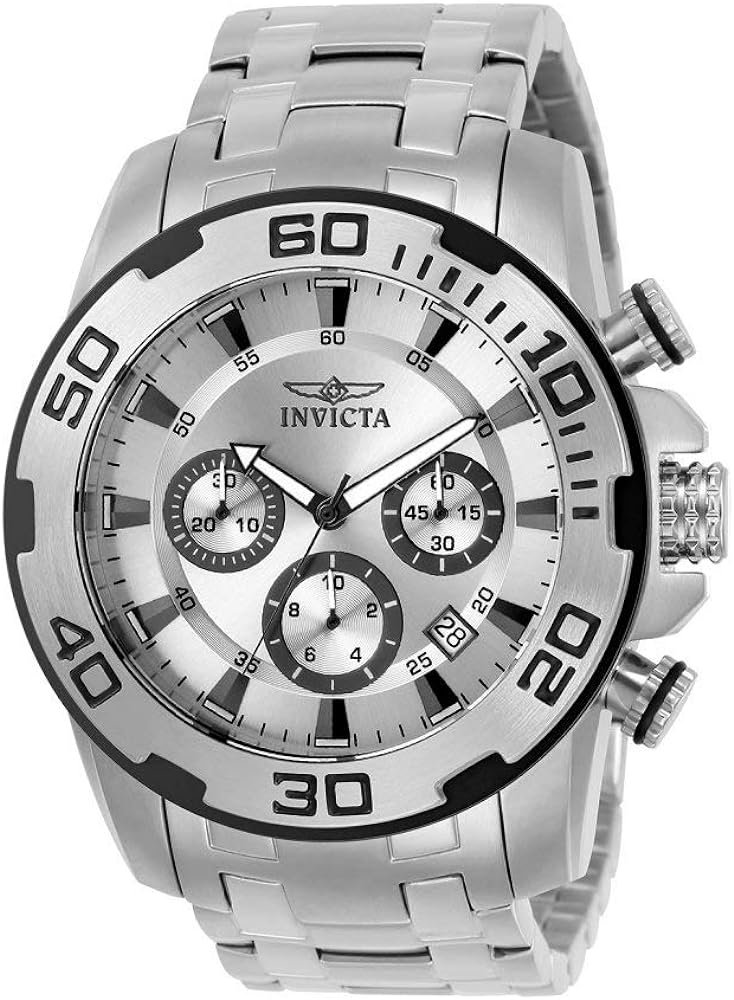 Invicta Men's Pro Diver Quartz Watch with Stainless Steel Strap Green Dial, Silver Dial, Gold, 26 (Model: 22317, 26077)