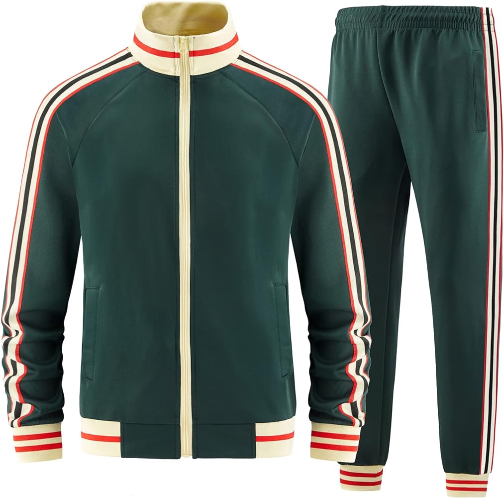 Men Track Suits Sets Long Sleeve Full-zip Sweatsuit Active Jackets and Pants 2 Piece Outfits