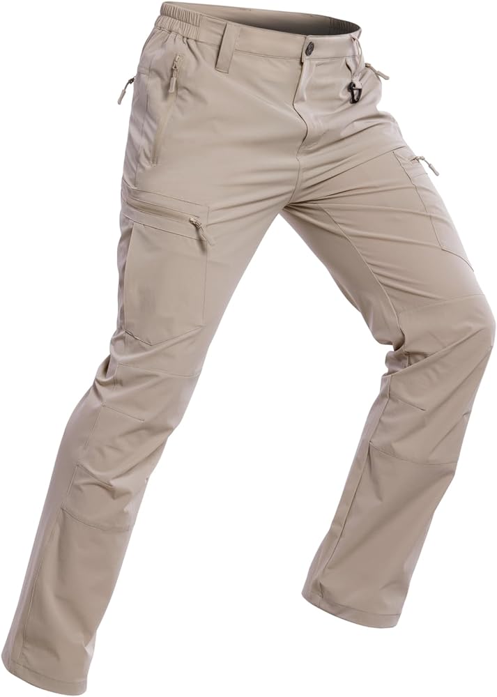 NAVEKULL Men's Lightweight Hiking Pants Quick Dry Stretch Fishing Tactical Work Pants with Zipper Pockets