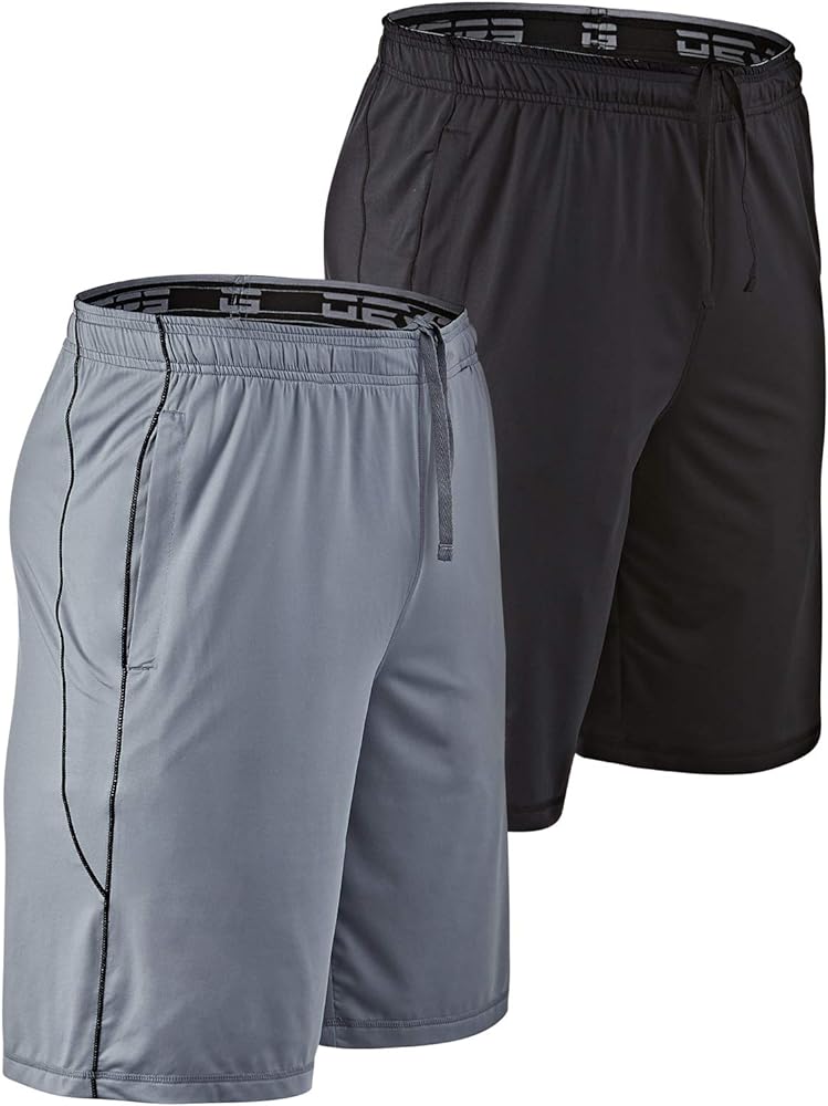 DEVOPS Men's 2-Pack Loose-Fit 10" Workout Gym Shorts with Pockets