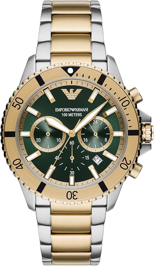 Emporio Armani Men's Chronograph Gold and Silver Two-Tone Stainless Steel Bracelet Watch (Model: AR11586)