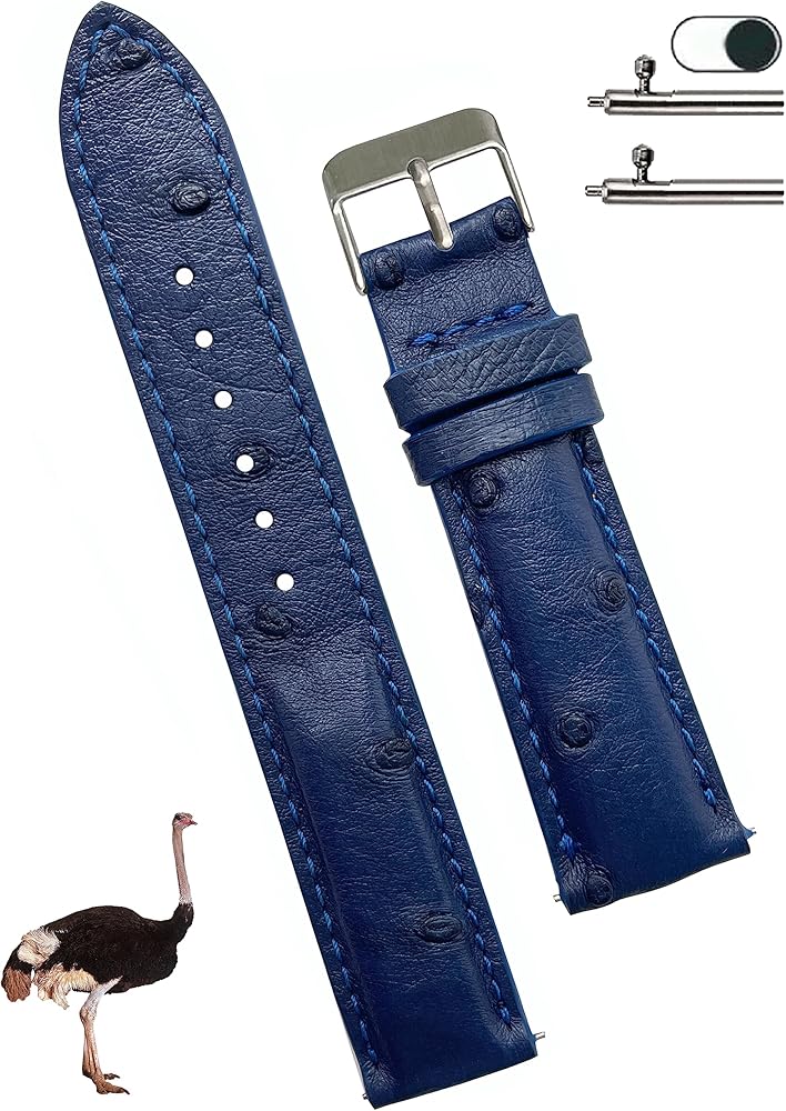 Handmade Genuine Ostrich Leather Watch Band Men Quick Release Replacement Wrist Watch Strap Vintage Extra Soft Exotic Leather Strap 18mm 19mm 20mm 21mm 22mm