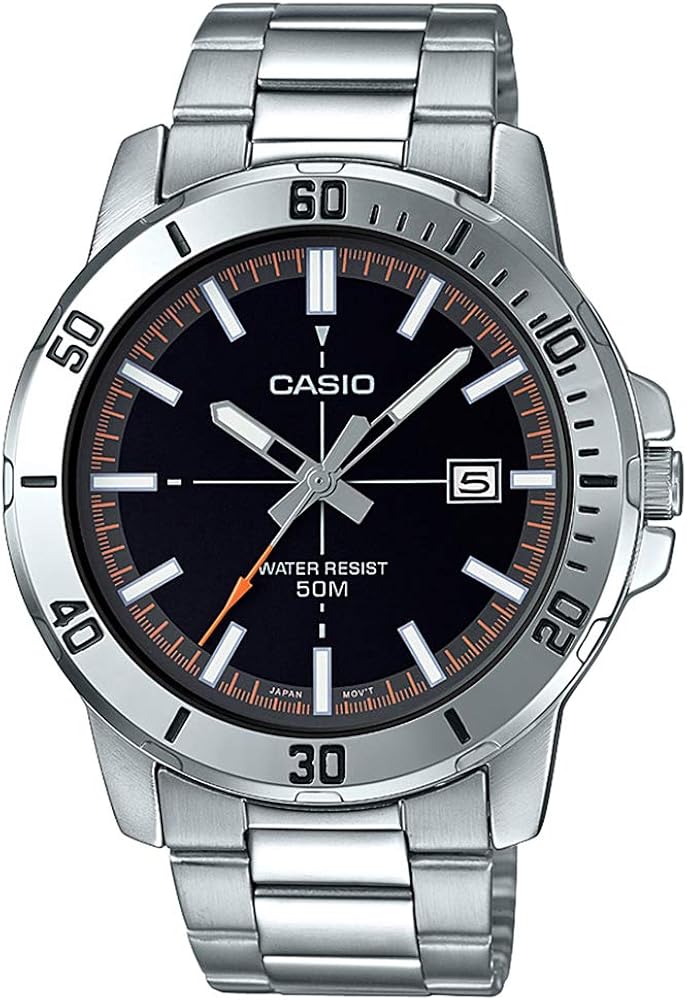 Casio MTP-VD01D-1E2V Men's Enticer Stainless Steel Black Dial Casual Analog Sporty Watch