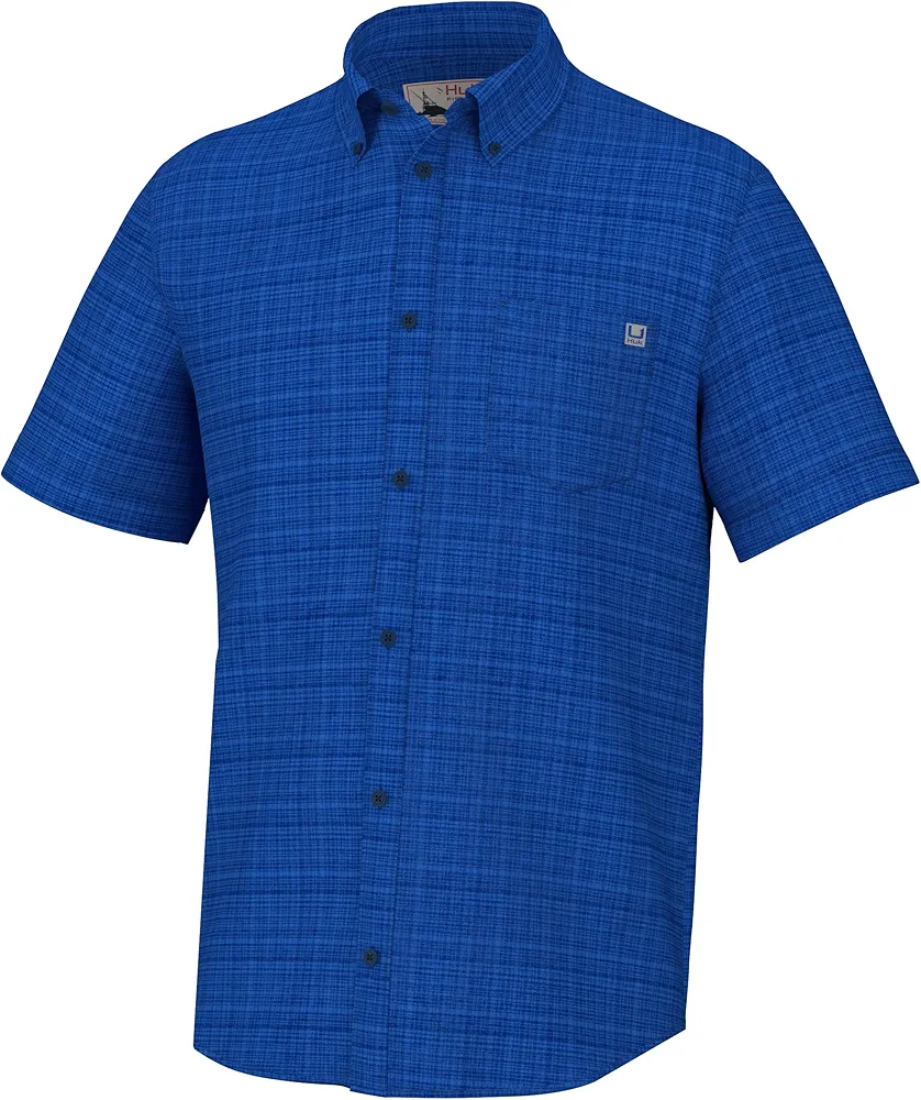 HUK Men's Kona Pattern Short Sleeve Fishing Button Down Shirt