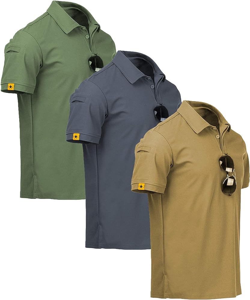 V VALANCH 3 Pack Polo Shirts for Men Short Sleeve Golf Tennis Work Summer Moisture Wicking Shirts