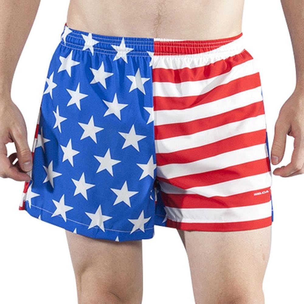 BOA Mens Stretch 3.75" V-Notch Running Short US Flag (1102SWP)