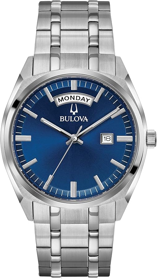 Bulova Men's Classic Surveyor 2-Hand Day/Date Quartz Watch, Luminous Hands, 39mm