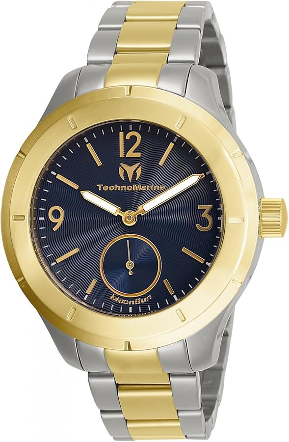 Technomarine Men's MoonSun Quartz Watch with Stainless Steel Strap, Two Tone Gold, 18 (Model: TM-818000)