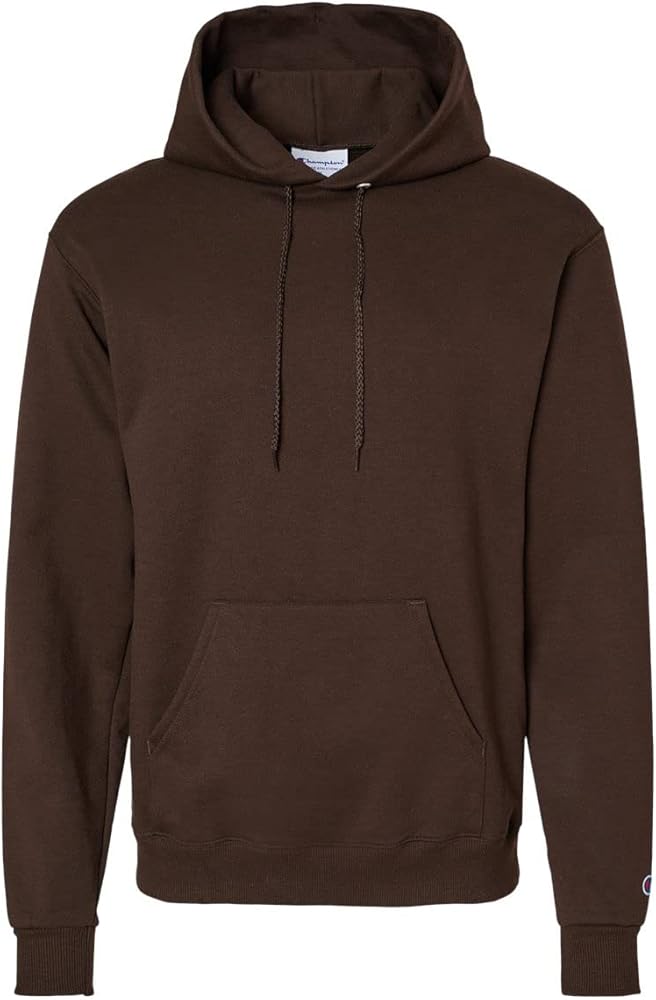 Champion Mens Powerblend Hooded Sweatshirt, M, Chocolate Brown