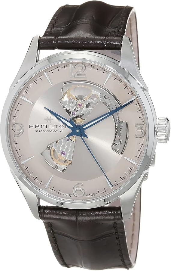 Hamilton Watch Jazzmaster Open Heart Swiss Automatic Watch 42mm Case, Beige Dial, Brown Leather Strap (Model: H32705521)